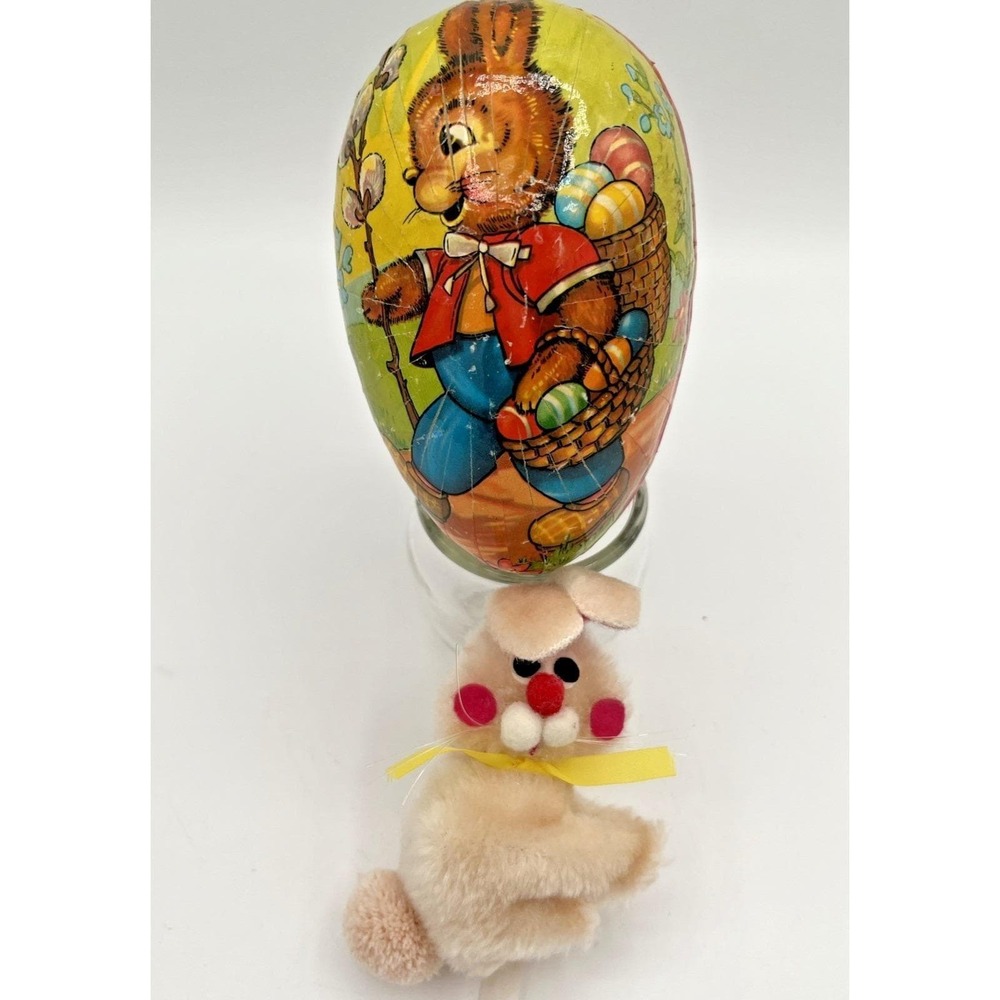 Vintage Paper Mache Easter Candy Box Germany + Bunny hugger
